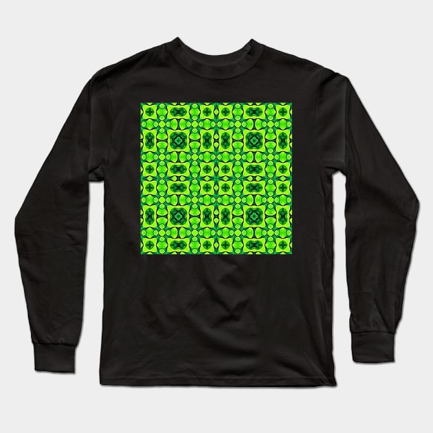 Pretty Green Leaves Lucky Clover Greenery Pattern 6 Long Sleeve T-Shirt by BubbleMench